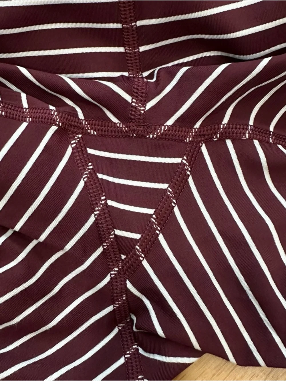 Lululemon Wunder Under Crop High-Rise Burgundy Maroon White Stripes Size 4